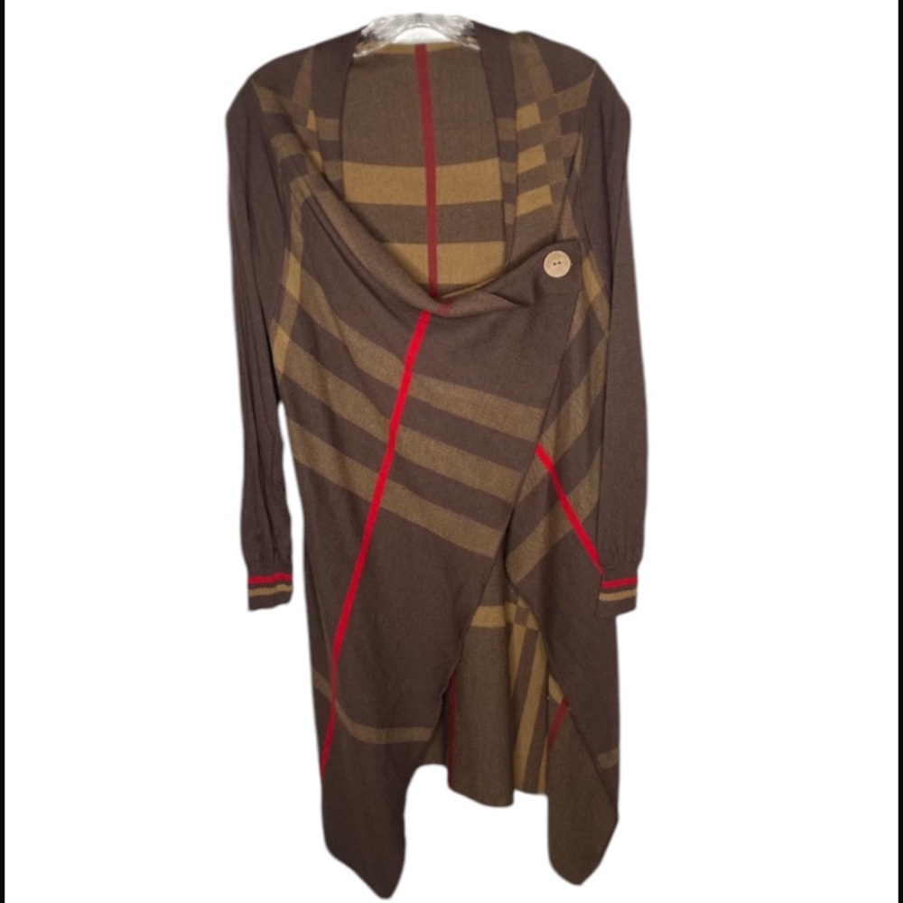 PLAID PRINT CARDIGAN Check print cardigan  wrap at the front with one button